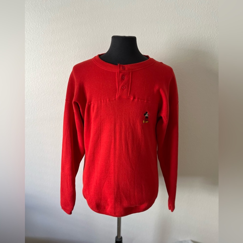 NOS Vintage Disney Wear Size Large Sweatshirt Pullover Red Mickey Mouse USA 80s